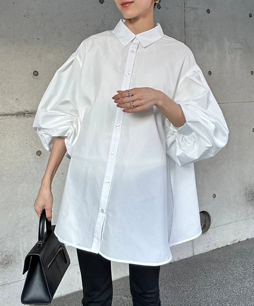 泡泡袖寬身恤衫